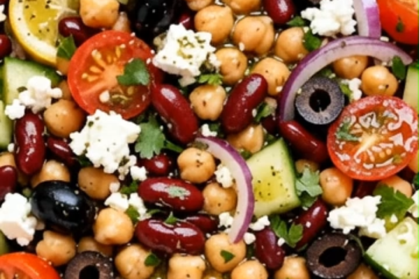 Easy Greek Chickpea & Kidney Bean Salad