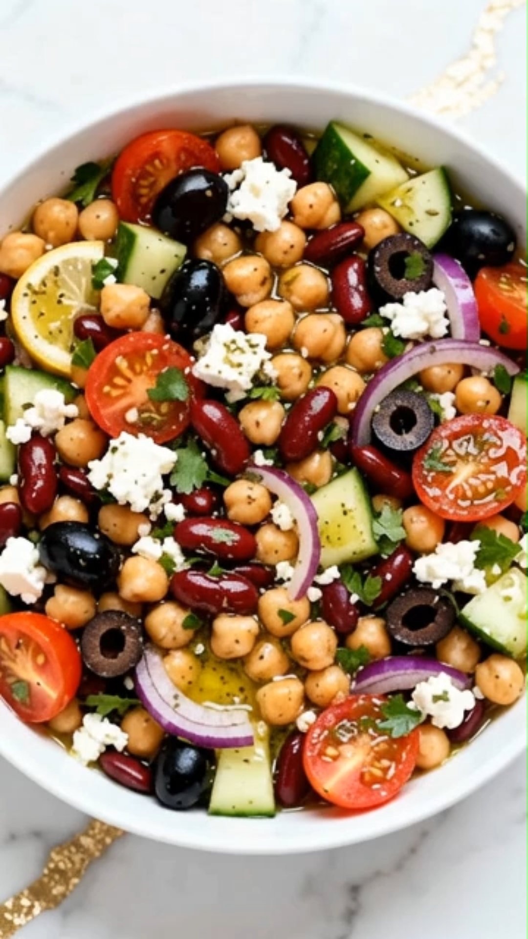 Easy Greek Chickpea & Kidney Bean Salad