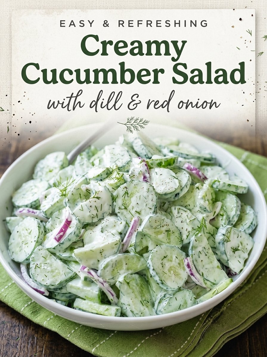 Creamy Cucumber Salad with Dill and Red Onion!