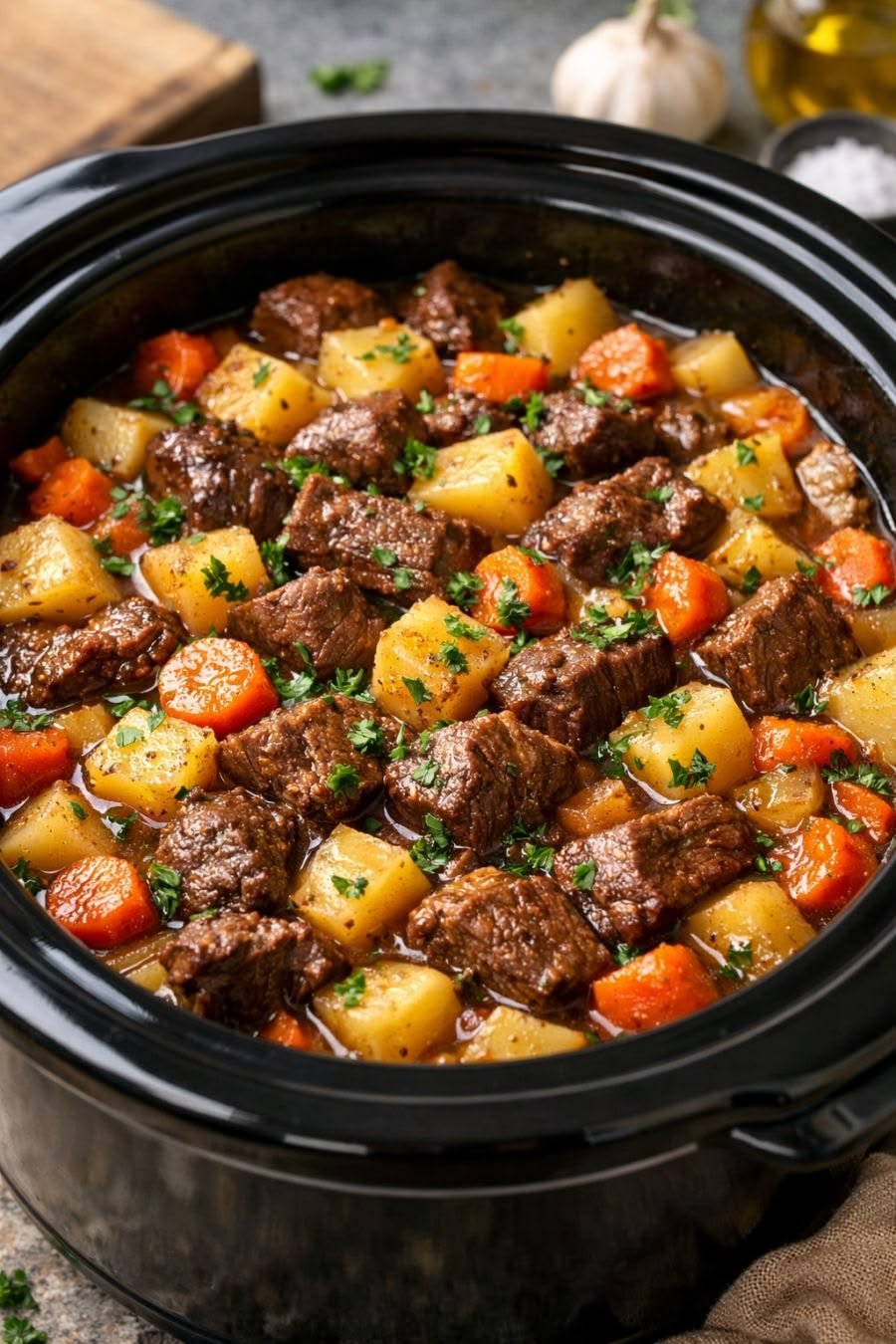 Slow Cooker Beef Stew with Potatoes and Carrots