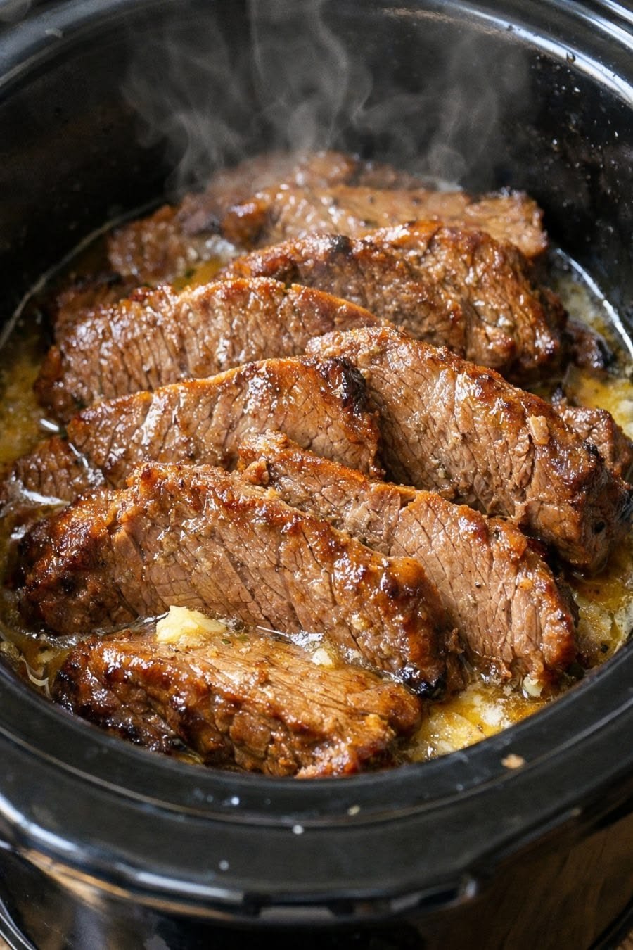 Slow Cooker Garlic Butter Steak