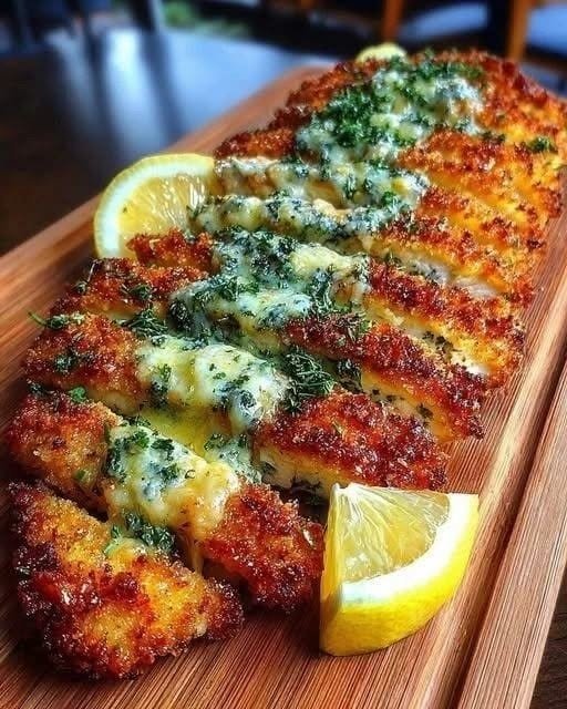 Crispy Garlic Herb Chicken with Lemon Butter