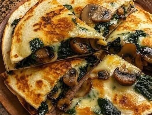 Cheesy Mushroom & Spinach Quesadillas