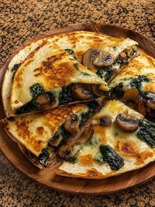 Cheesy Mushroom & Spinach Quesadillas