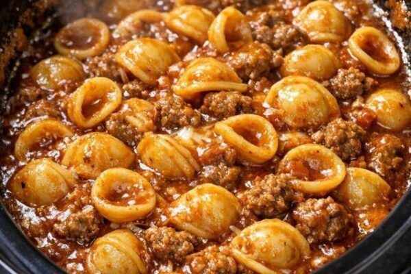 Slow Cooker Beef and Orecchiette Pasta