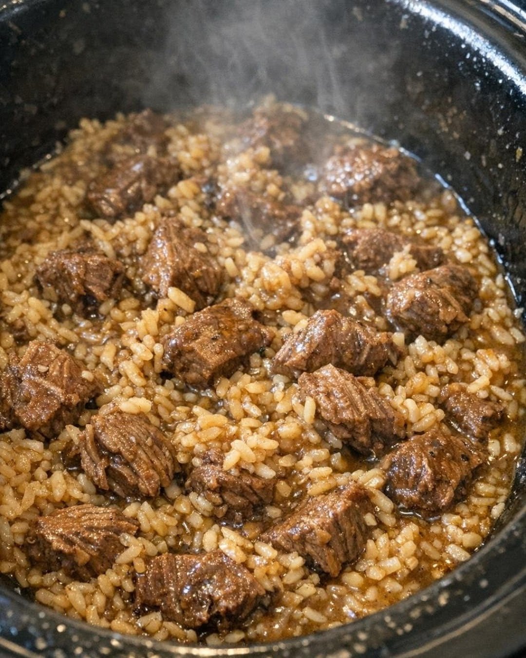Slow Cooker Beef Tips and Rice