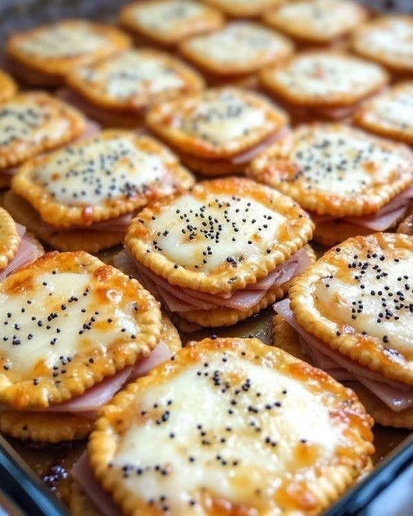 Baked Ham and Cheese Cracker Sandwiches
