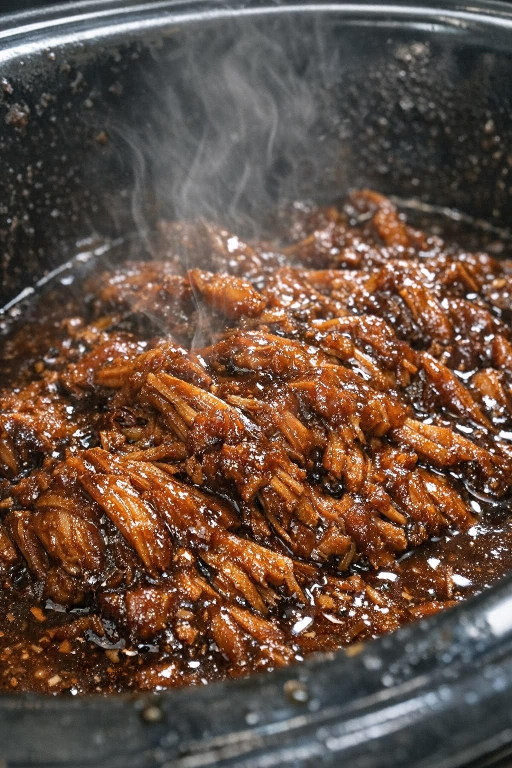 Slow Cooker Sticky Shredded Chicken