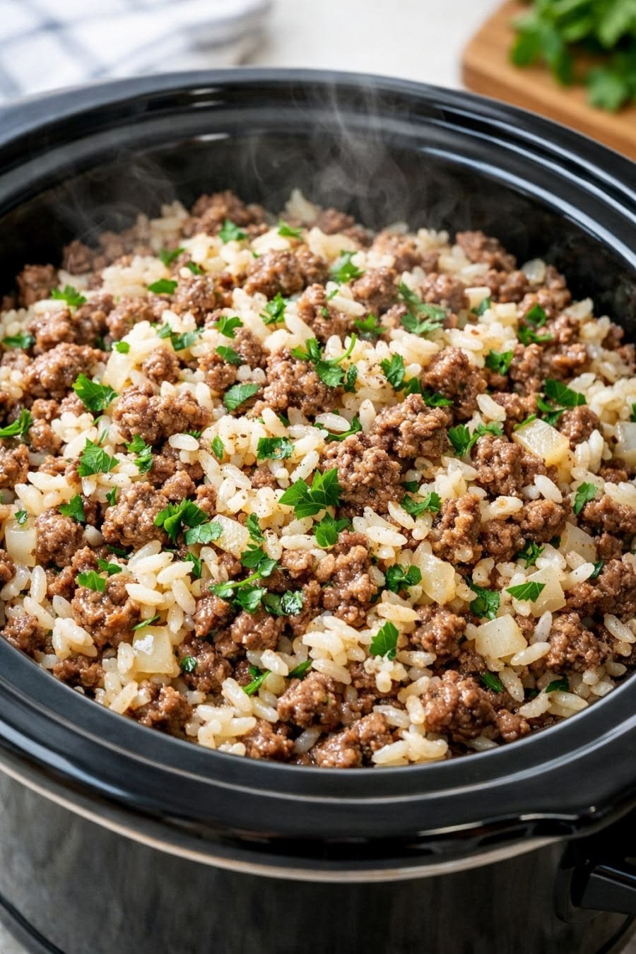 Slow Cooker Ground Beef and Rice Recipe