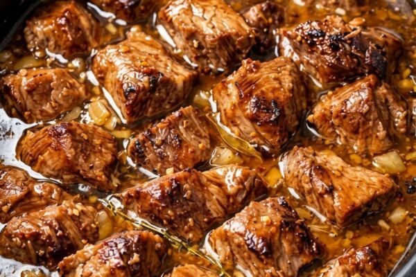 Slow Cooker Garlic Butter Beef Bites!