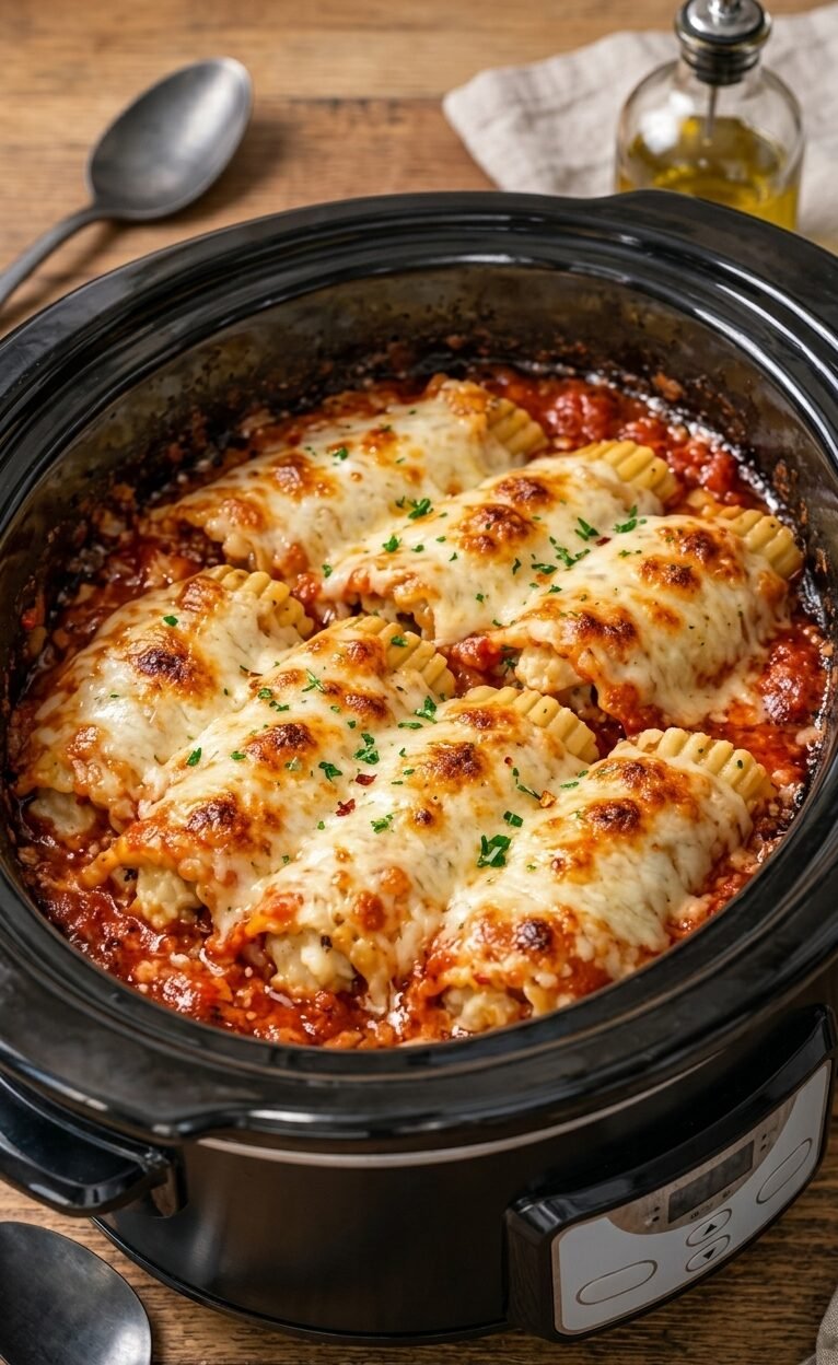 Slow Cooker Cheesy Stuffed Shells!